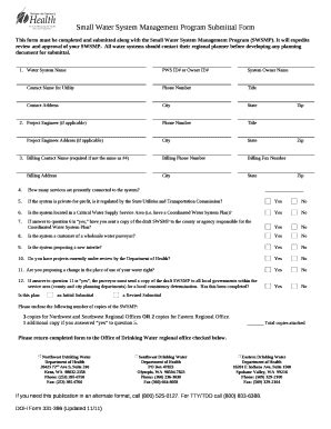 Small Water System Management Program Submittal Doc Template | pdfFiller