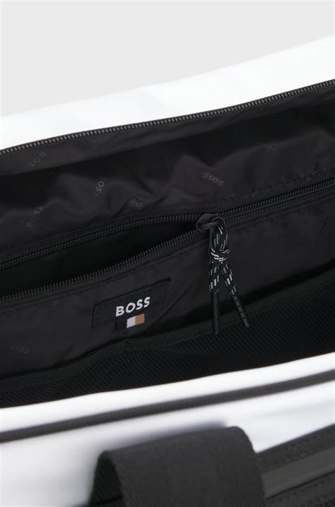 BOSS - Colour-blocked holdall with reflective logo - White