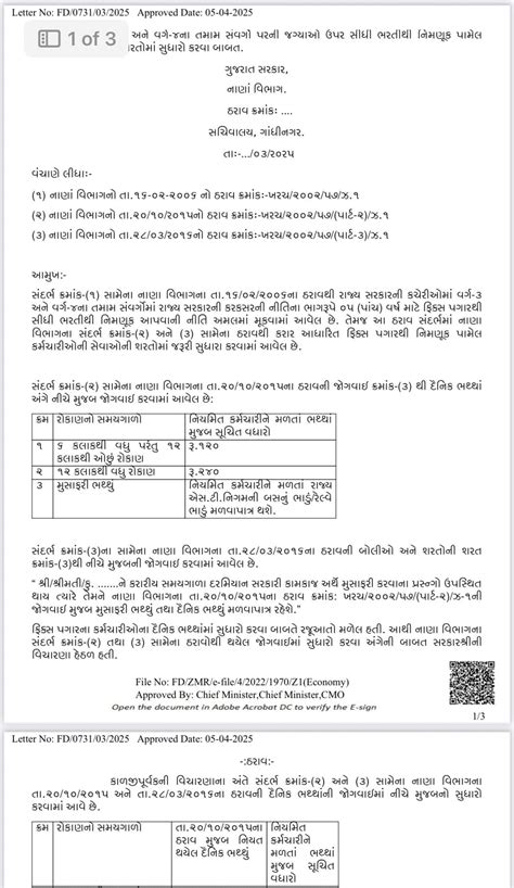 Increases Allowances for Fixed Pay Employees - ગુજરાત સરકારનો ફિક્સ ...