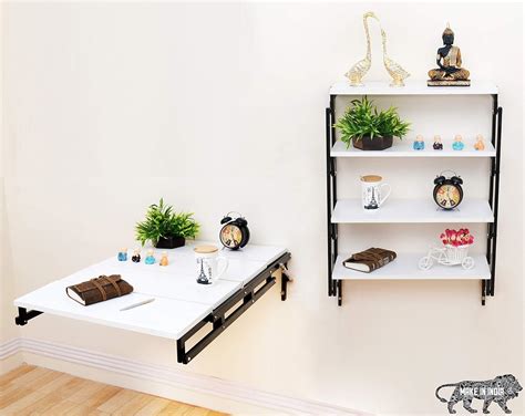 Ebee 4 Shelves Engineered Wood Wall Mounted Shelf Cum Study Table ...