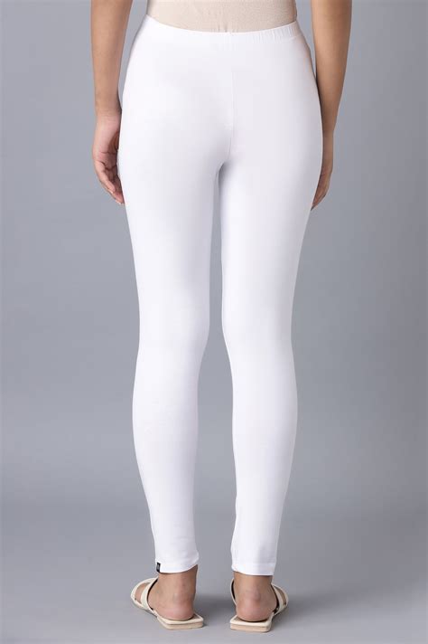 Buy White Solid Skinny Cotton Tights With Elasticated Waist Online for ...