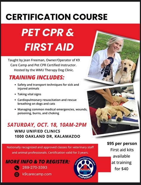 Pet CPR and First Aid Class, Unified Clinics, Kalamazoo, 18 October ...