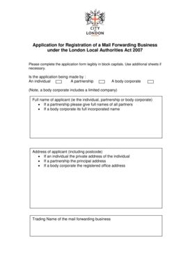 Fillable Online Application form for Registration of a Mail Forwarding ...