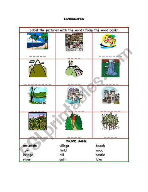 Landscape Worksheet 的图像结果