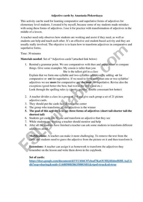 Image result for Adjective Cards Printable