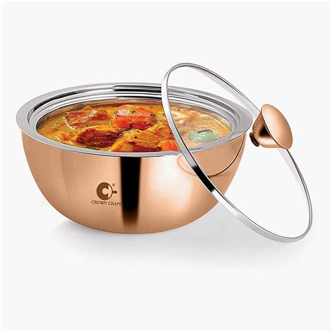 Buy CROWN CRAFT Curry Server Rose Gold Stainless Steel Casserole with ...