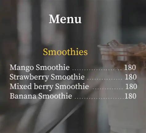 Menu at The Pod Cafe, Chennai