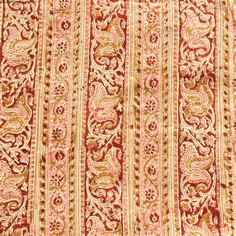 Pure Cotton Kalamkari Cream With Pink And Mustard Kairi Border Stripes ...