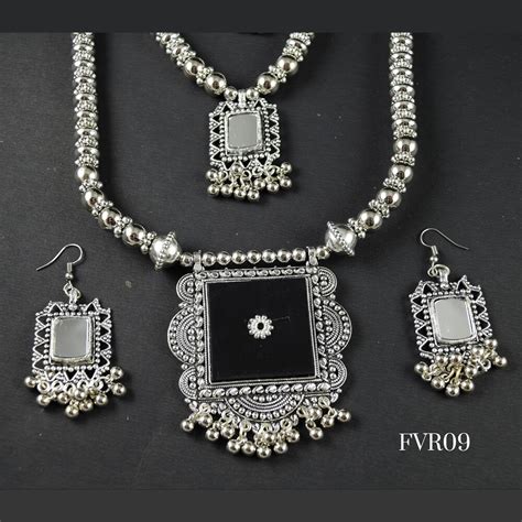 Silver Oxidised Necklace Set | Fashionvalley