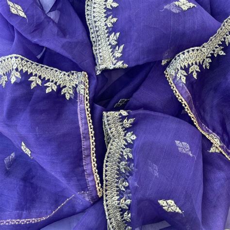Royal Purple Delight Zari Embroidered Organza Dupatta – anokherang
