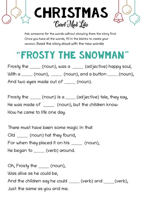FREE Christmas Mad Libs (Song Versions!) - Leap of Faith Crafting
