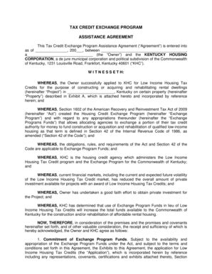 Fillable Online TAX CREDIT EXCHANGE PROGRAM ASSISTANCE AGREEMENT Fax ...