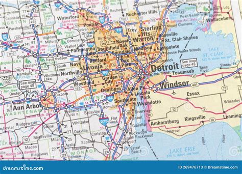 Map of Detroit , Michigan , USA. Stock Illustration - Illustration of borough, infrastructure ...
