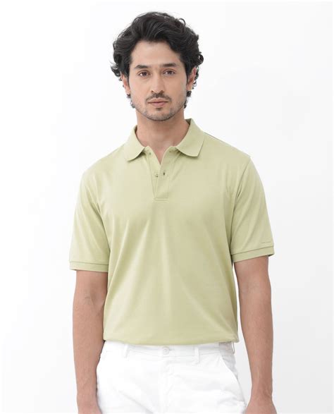 Rare Rabbit Mens Row Dusky Green Short Sleeve Regular Fit Solid Polo T