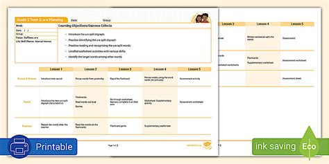 Grade 2 Phonics: Term 2: u-e: Planning