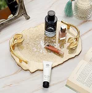 Buy DULI Resin Multipurpose Tray with Golden Handle Serving for Home ...