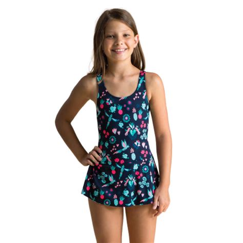 Girls Swimming One piece skirt swimsuit Vega Navy Blue
