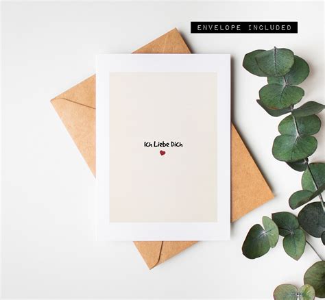 Ich Liebe Dich - German I Love You Card - Custom Text Available - Blank ...