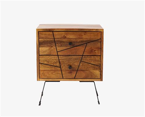 Buy Barcelona Solid Wood Two Drawer Bedside Table Online on Furniselan