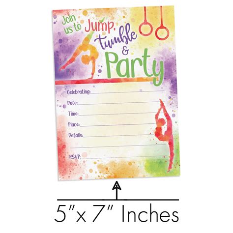 Buy Gymnastics Birthday Party Invitation Cards with Envelopes ...