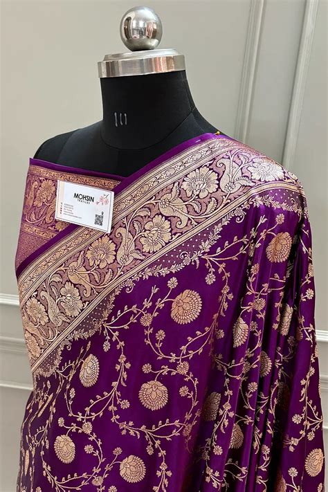 Purple Churmuri Jaal Katan Silk Banarasi Saree – Mohsin Textiles