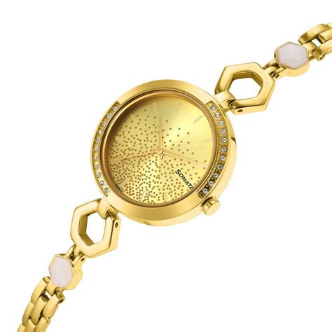 Buy Online Sonata Utsav Champagne Dial Yellow Bi Metal Strap Watch for ...