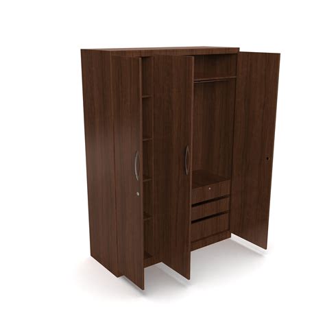 Elysium 3 Door Multi Utility Wardrobe - Brazilian walnut | Neehv Home ...