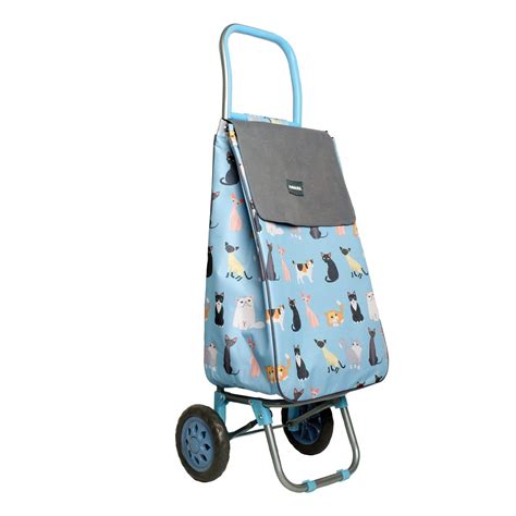 Crazy Cats Blue 2 Wheel Shopping Trolley Thermal Insulation Liner ...