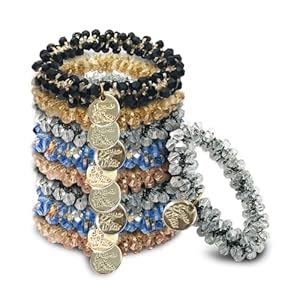 Sanas Sparkling Crystal Ponytail Holders Elastic Beaded Girls Wedding ...