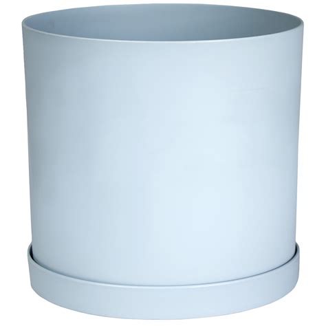 Bloem 10-in Mathers Round Resin Planter with Saucer - Misty Blue ...