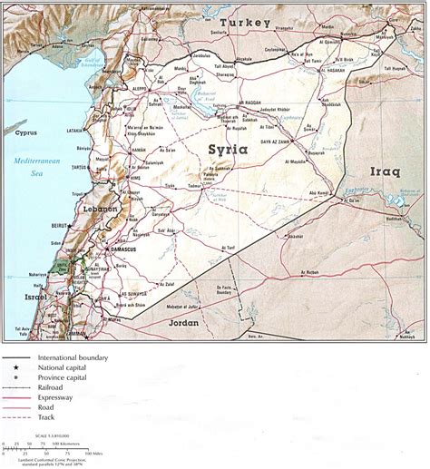 Detailed relief and administrative map of Syria. Syria detailed relief and administrative map ...