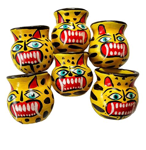 Buy Jaguars Mexican Jarritos Set of 6 Handmade Traditional Tequila ...