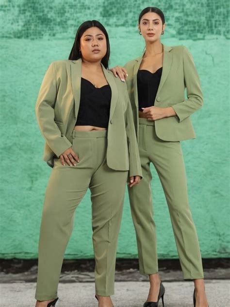 Olive Green Pant Suit for Women - Power Sutra