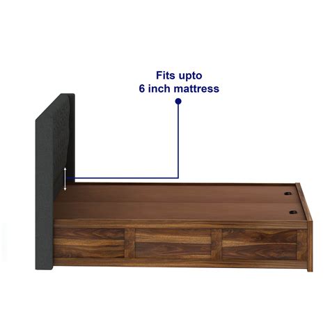 Swiss Solid Sheesham Wood Bed With Box Storage & Fabrio Style Upholste ...