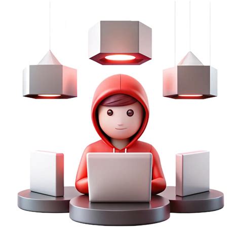 A figurine of a person with a laptop in front of a row of lamps ...