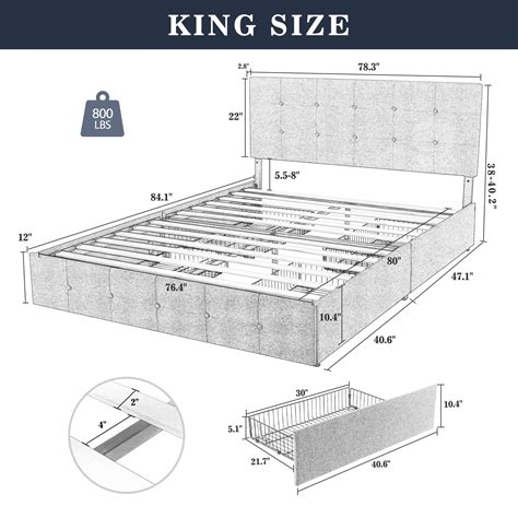 Buy Allewie King Size Platform Bed Frame with 4 Storage Drawers ...