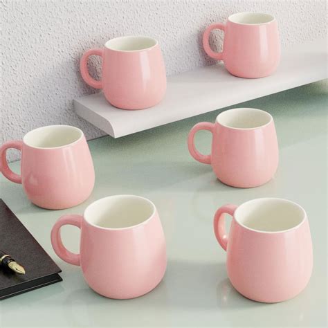 Pink Ceramic Ovule Shape Cups Set of 6 (Set of 6) – The Earth Store