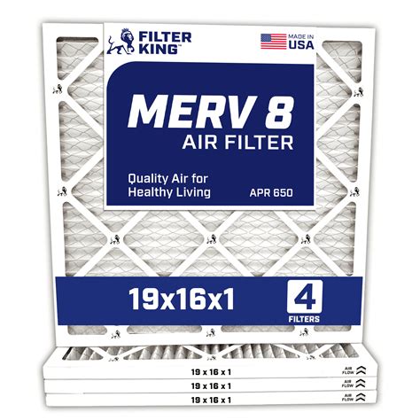 Filter King 19x16x1 Air Filter | 4-PACK | MERV 8 HVAC Pleated A/C ...