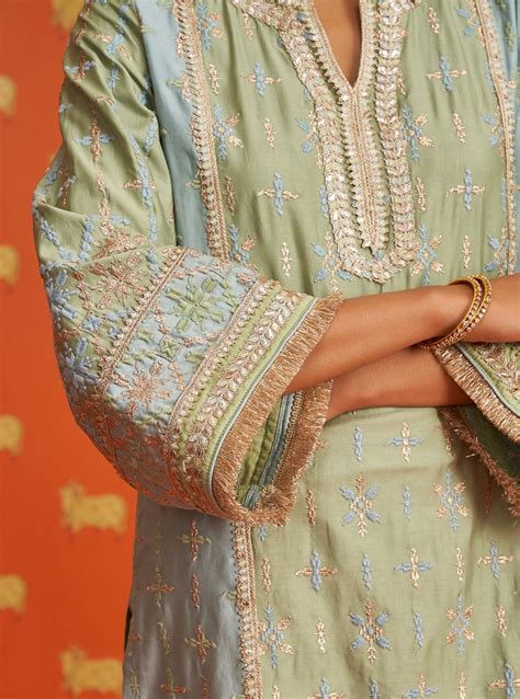 Anya Pima Satin Green Kurta Set