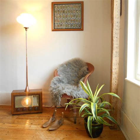 Upcycled floor lamp using a vintage radio a copper hunting horn & an ...