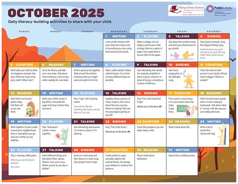 Early Literacy Activity Calendar - Viking Library System