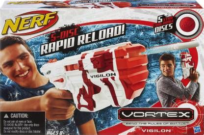 Hasbro 5-Disc Rapid Reload Disc Blaster - Nerf Vortex Vigilon Blaster ...