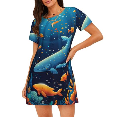 Bingfone Whimsical Underwater Fantasy Nightgowns for Women Sleep Shirts ...