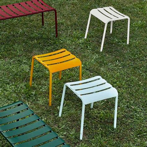 Outdoor Stool in Low Painted Aluminum Made in Italy