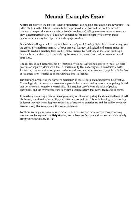 Memoir Examples Essay | PDF