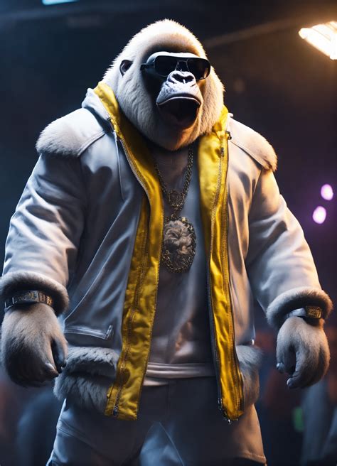 Lexica - A giant rapper white gorilla MC, cinematic lighting, high ...