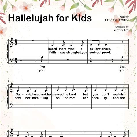 Hallelujah for Kids - Attractive Piano Sheet Music Score With Note ...