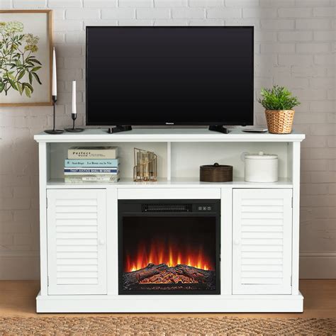 White Electric Fireplace Media Console Colleen Wall Or Corner Electric