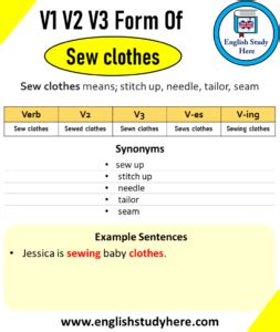 Past Tense of Sew clothes, Past Participle of Sew clothes, V1 V2 V3 V4 ...