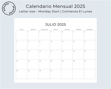 2025 Spanish Calendar 2025 Calendario Español 2025 Planificadores 2025 ...